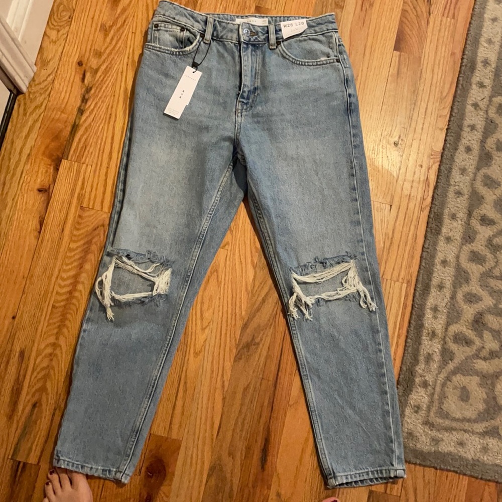 Topshop Distressed Mom Jeans